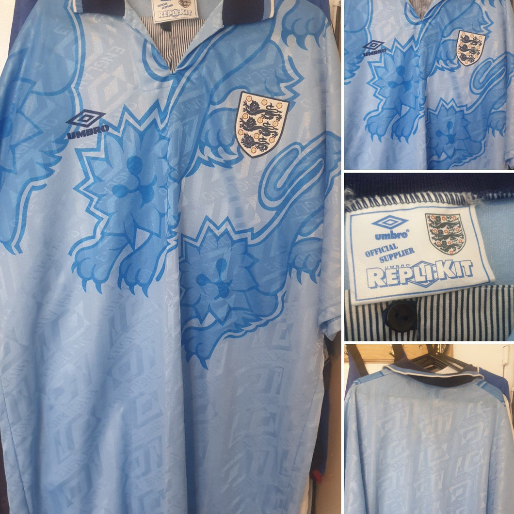 England Umbro Blue 3rd Shirt 1992/93 Shirt Excellent Condition (Xl/XXL)