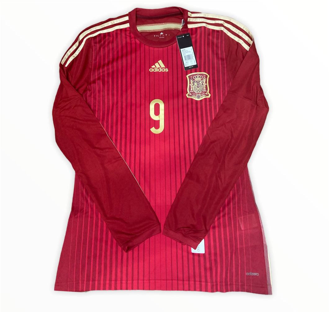 BNWT Spain 2014-15 Home Shirt Long Sleeve Player Issue Negredo #9 (Size 8 equivalent to Large)